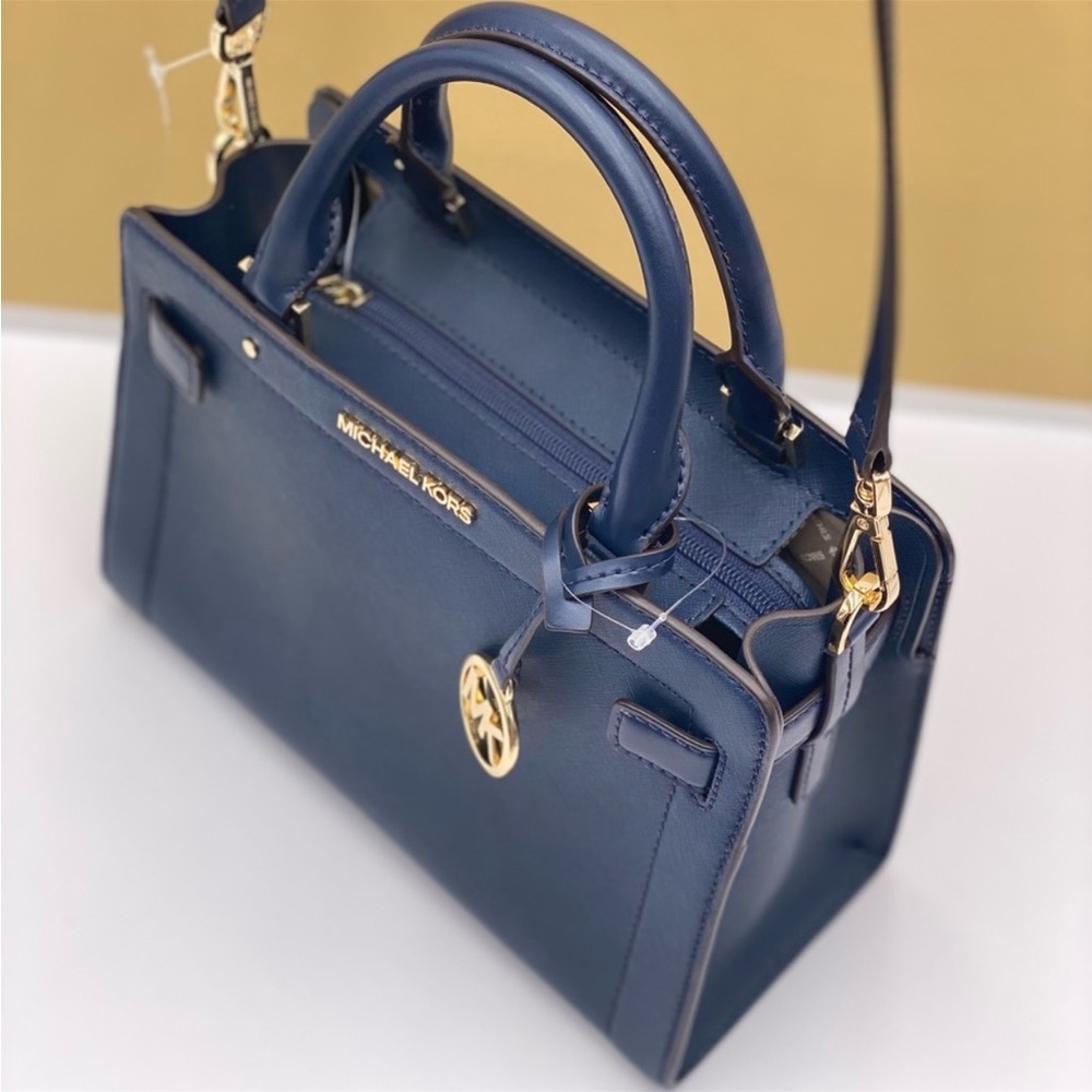 MICHAEL KORS RAYNE SMALL EAST WEST SATCHEL NAVY COLOR - Picture 6 of 15